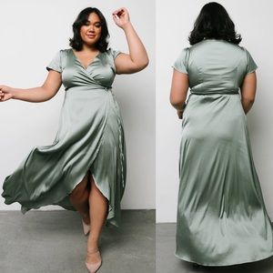 Baltic Born Krystal Satin Wrap Gown maxi dress